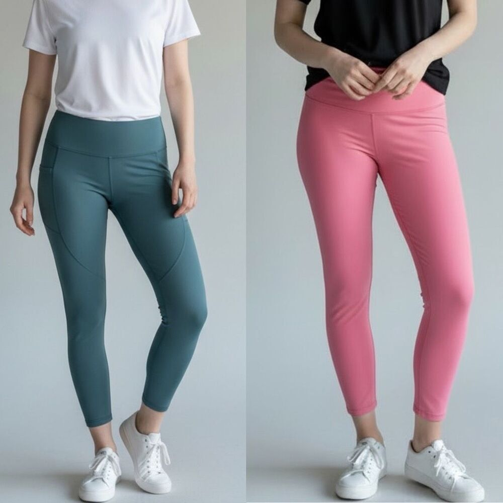 Zyia Active Leggings Bundle Womens Size 8–10 Blue & Pink High Rise